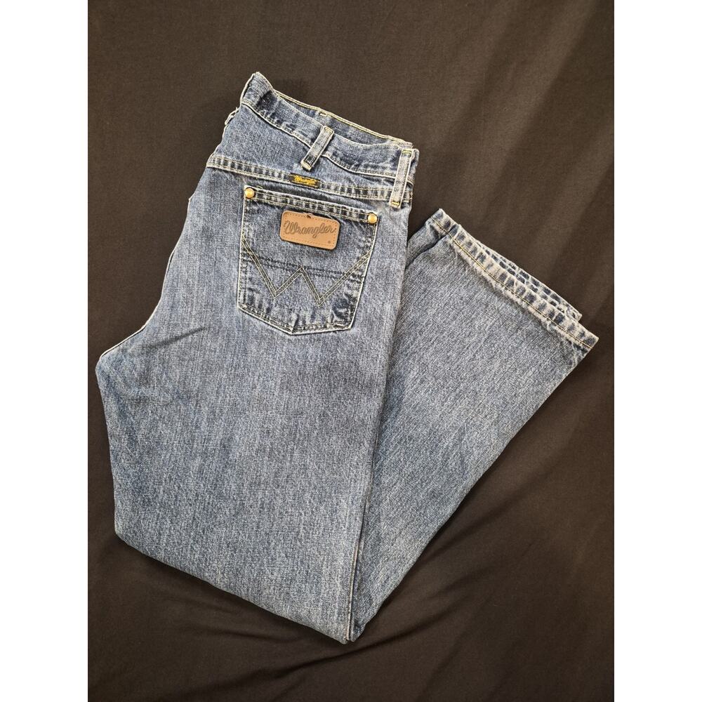 Wrangler 936DEN George Cowboy Cut Jeans Men's 36x30 Blue Denim Straight Pre-worn